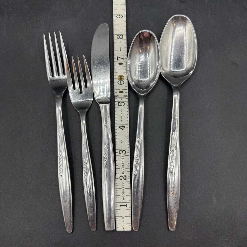 Vintage Prudential Flatware Set Silverware Japan Wheat Pattern MCM 22 Piece Set